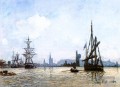 Vue de Rouen navire paysage marin Johan Barthold Jongkind
